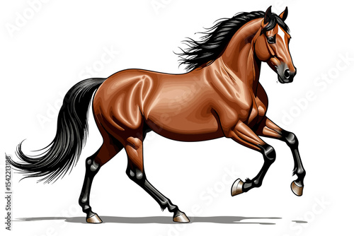 Majestic Brown Horse Vector Illustration-Beautiful Equine Artwork-Stunning Digital Horse Image-Perfect for Horse Lovers-Detailed Horse Drawing for Designs