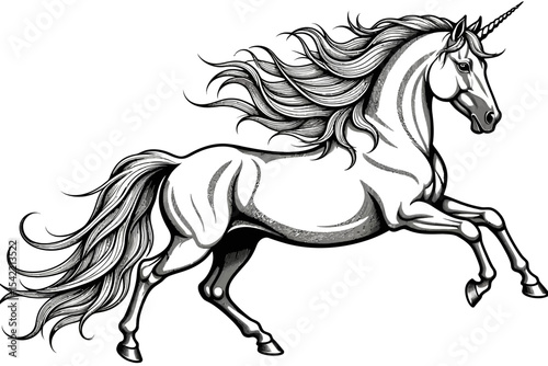 Majestic Unicorn Vector Art-Detailed Illustration of Mythical Creature-Fantasy Animal Design-Digital Unicorn Artwork-Elegant Unicorn Graphics