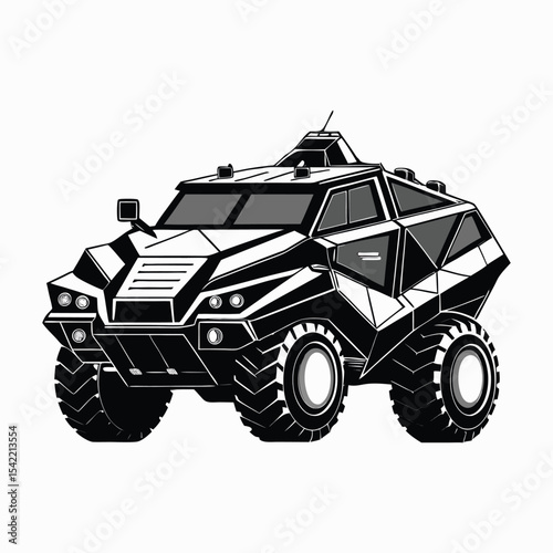 Futuristic armored military robot silhouette