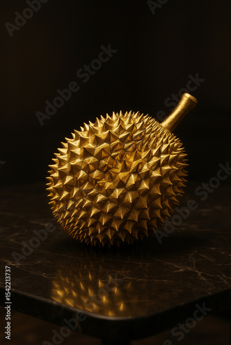 Golden durian on luxury marble table
