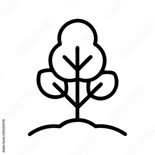 Growing Tree Simple Outline Icon – Nature Growth and Eco Symbol

