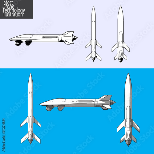 Drone Technology Illustration – 4K Vector Set of Modern Quadcopter from Multiple Angles