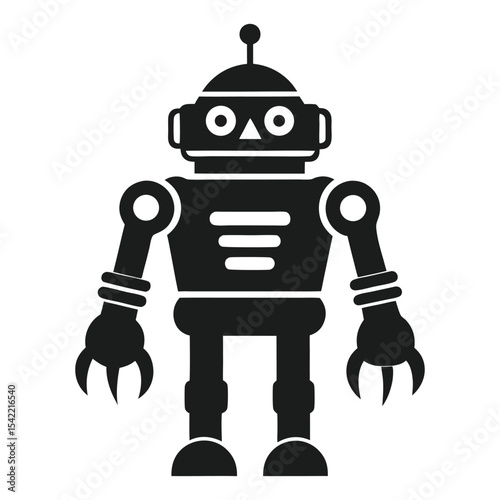Classic 1950s retro robot silhouette vector graphic