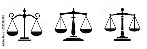 Law and justice themed scales icon set vector illustration

