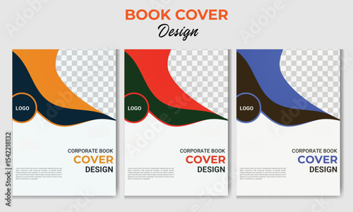 Modern & creative business book cover template, print ready professional business book cover design, with dark yellow gredient red, blue and white color background. Magazine cover page design layout.