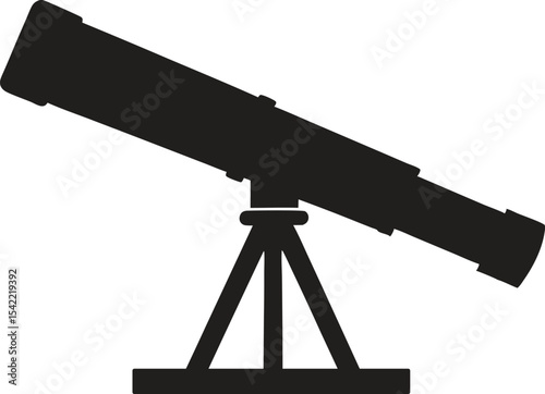 Telescope black silhouette ,Telescope flat vector icon 