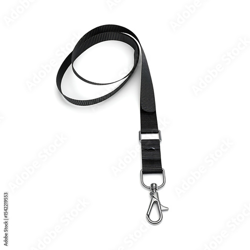 Adjustable black phone lanyard with metal clip and soft cord loop