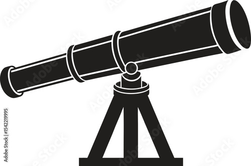 Telescope black silhouette ,Telescope flat vector icon 
