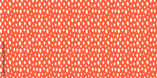 Cute red seamless pattern with white strawberry seeds. Simple summer fruit background.