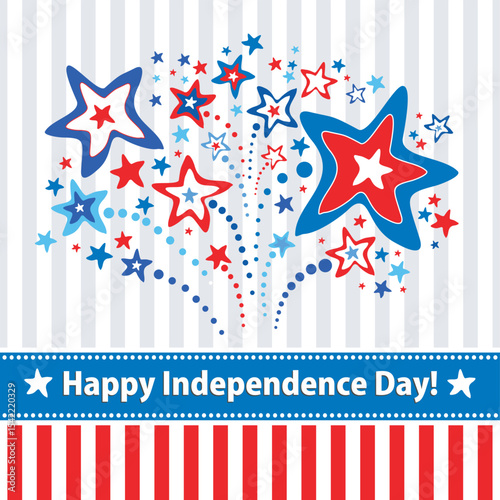 Happy independence day card. Celebration background with firework and place for your text. vector illustration