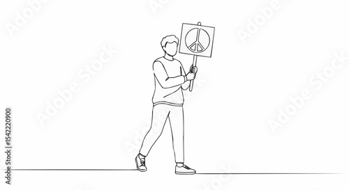 A person advocating for peace with a sign.