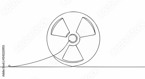 A radiation symbol on a reel of film.