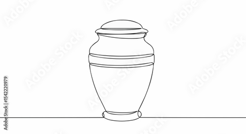 A delicate line drawing of a simple urn.
