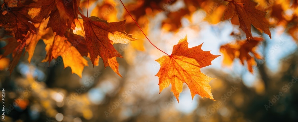 The Beautiful Autumn Leaves in Warm Golden Sunlight The Beautiful Autumn Leaves in Warm Golden Sunlight