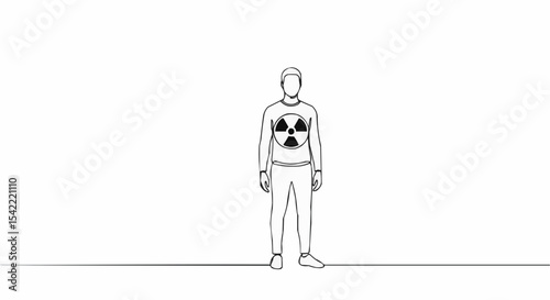 Person with radiation symbol.