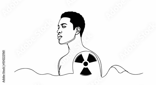 Image of a person with a radiation symbol on them.