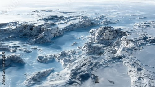 Glacial landscape with icy formations