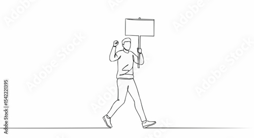 A man holding a blank sign protest