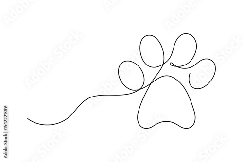 Dog Paw One Line Minimalist Vector Outline Illustration
