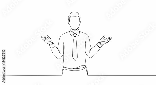 A businessman with open arms representing a concept of openness.