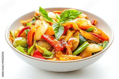 Vibrant bowl of stir-fried vegetables and protein