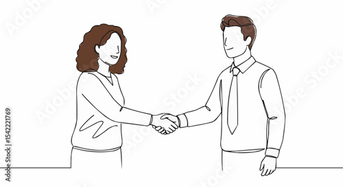 Illustration of two figures shaking hands, symbolizing agreement.