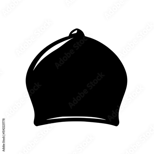 Minimalist black silhouette of a papal zucchetto on a white background