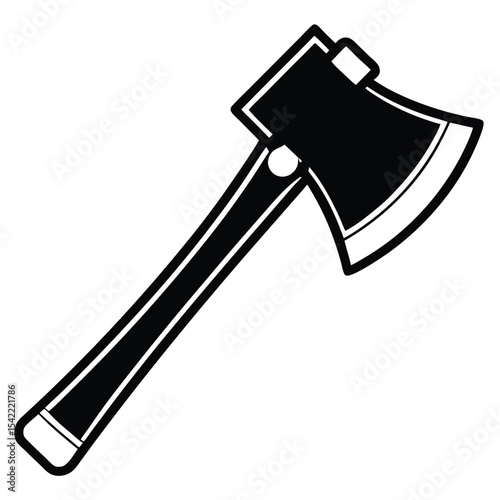 Black and white vector illustration of an axe featuring a simple minimalist design