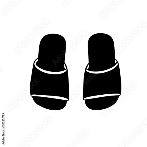 Minimalist black silhouette of papal sandals on a white background