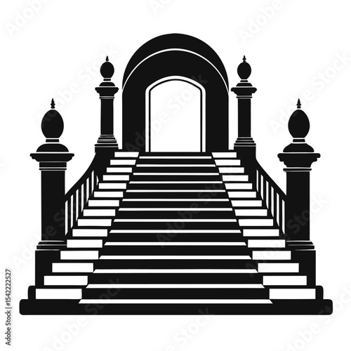 Grand double curving staircase silhouette