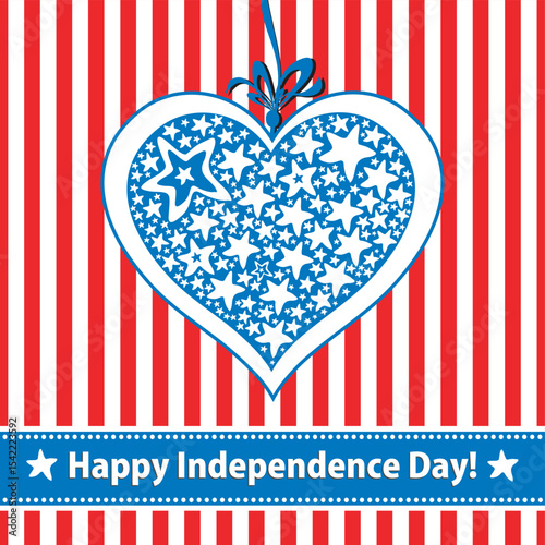 Happy independence day card. Celebration background with heart and place for your text. Vector illustration