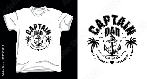 Captain dad sailor graphic vector t-shirt design