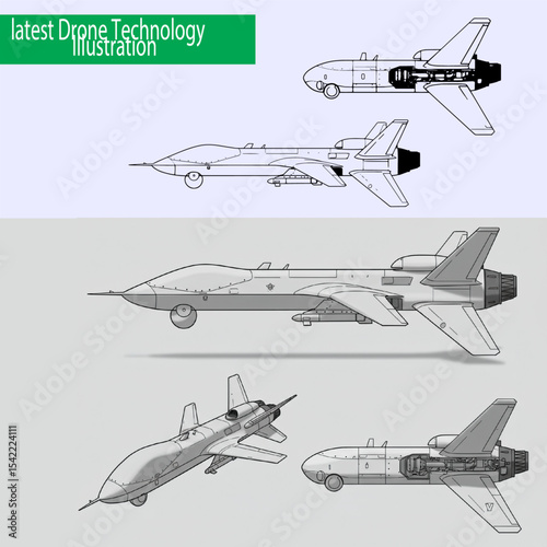 Drone Technology Illustration ? 4K Vector Set of Modern Quadcopter from Multiple Angles.ai