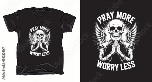 Pray more skull graphic vector t-shirt design print