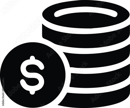 Coins stack icon. Money stacked coins icon