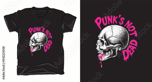 Punks not dead skull graphic vector t-shirt design print