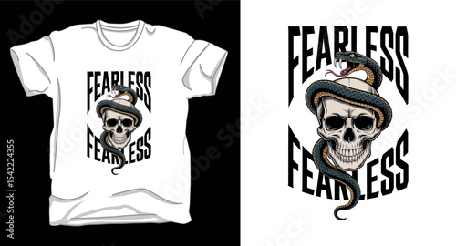 Fearless motivational skull graphic vector t-shirt design print