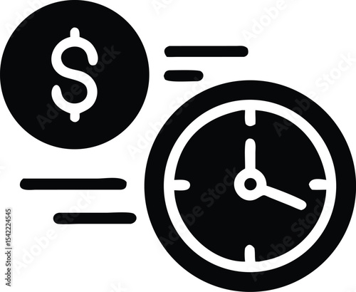 Time is money icon. Clock and dollar icon