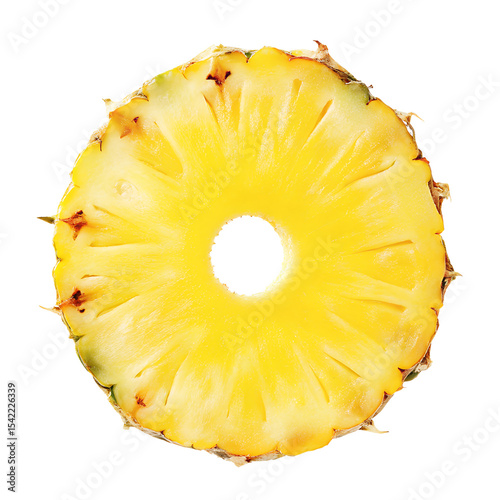 pineapple ring slice - tropical fruit - isolated on black