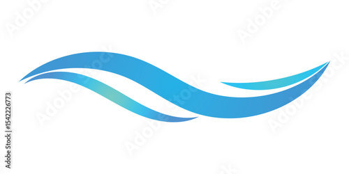 This image features flowing, stylized blue waves against a white background.	