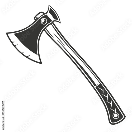 Detailed vector illustration of a classic axe isolated on a white background