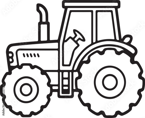 Black and white illustration of a farm tractor suitable for agriculture or farming projects