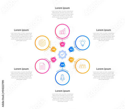 Modern Vector infographic label design with circle infographic template design and 6 options or steps. Can be used for process diagram, presentations, workflow layout, banner, flow chart, info graph.