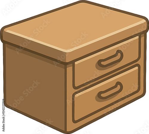 Wooden storage drawer with two compartments placed on a flat surface in a minimalist setting