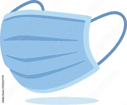 Blue surgical mask floating in a minimalistic setting, symbolizing health precautions and safety measures during a pandemic