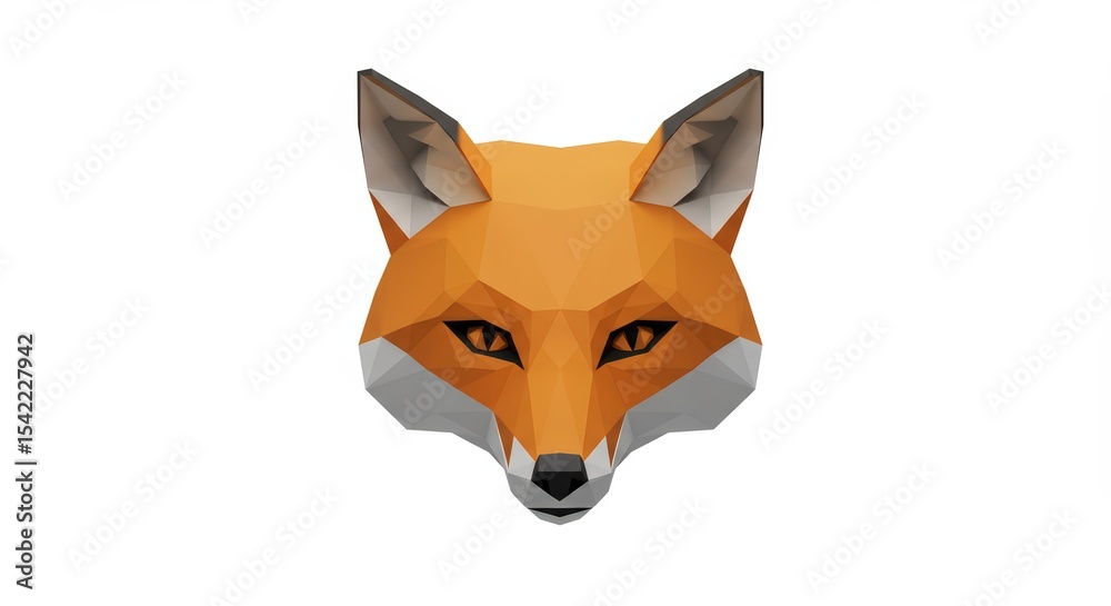 Obraz premium Geometric Fox Head: Low Poly Animal Portrait