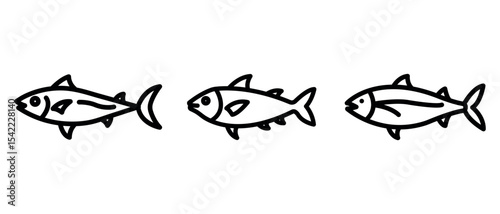 mackerel outline or line icon design bundle.