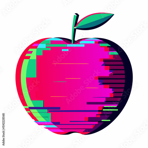 A vibrant glitch art apple design perfect for branding logos app icons and digital projects