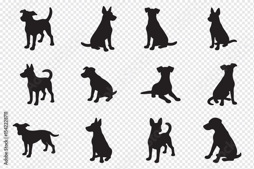 A striking black silhouette of a dog with a long tail sniffing the ground. It captures the simple, yet powerful, beauty of canine companionship.