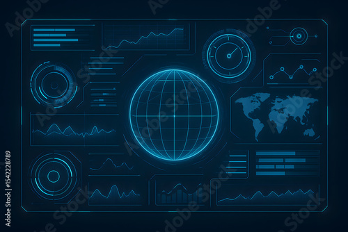 High-tech digital HUD dashboard with holographic interface elements